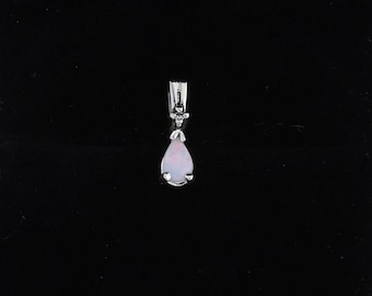 Pendant Only 14k White Gold Natural Opal and Diamond Pendant