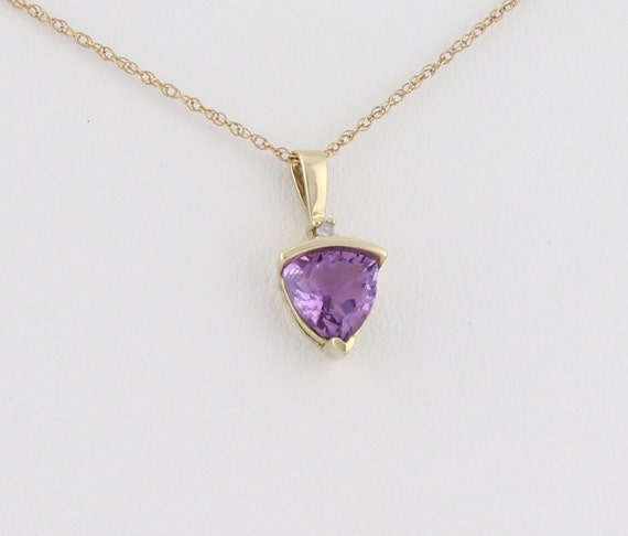 10k Yellow Gold Natural Amethyst and Diamond Neck… - image 4