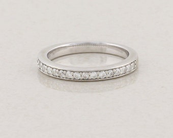 14k White Gold .20 Carat Diamond Band Ring Stackable Size 7