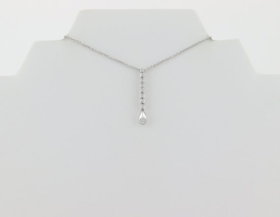 14k White Gold .22 Carat Diamond Lariat Necklace … - image 3
