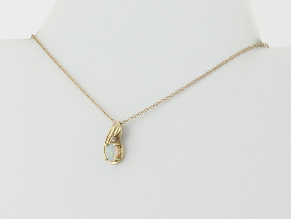 10k Yellow Gold Natural Opal and Diamond Necklace… - image 7
