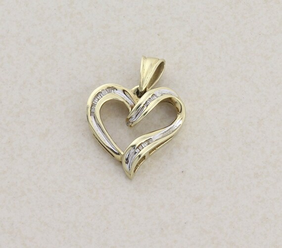 Pendant Only 10k Yellow Gold Diamond Heart Pendant - image 5