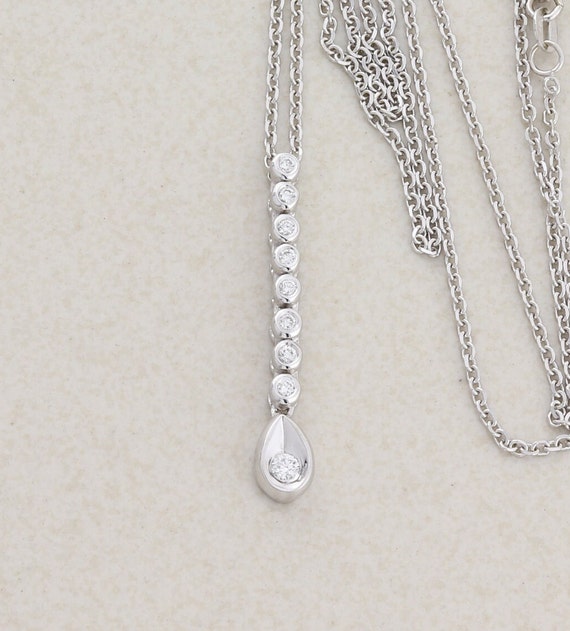 14k White Gold .22 Carat Diamond Lariat Necklace … - image 1