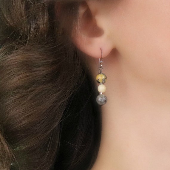 Sterling Silver Agate Earrings Dangle Drop Earrin… - image 2