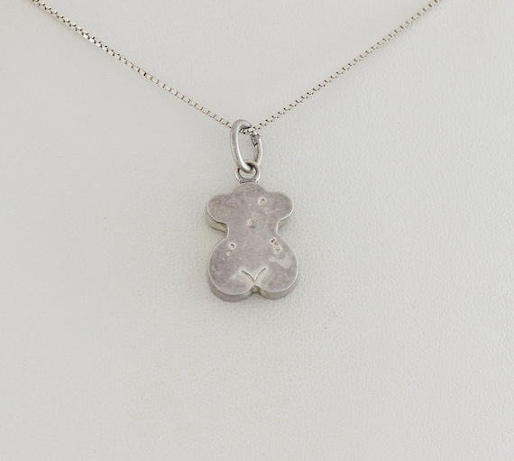 Sterling Silver Bear Necklace 18 inch box chain - image 1