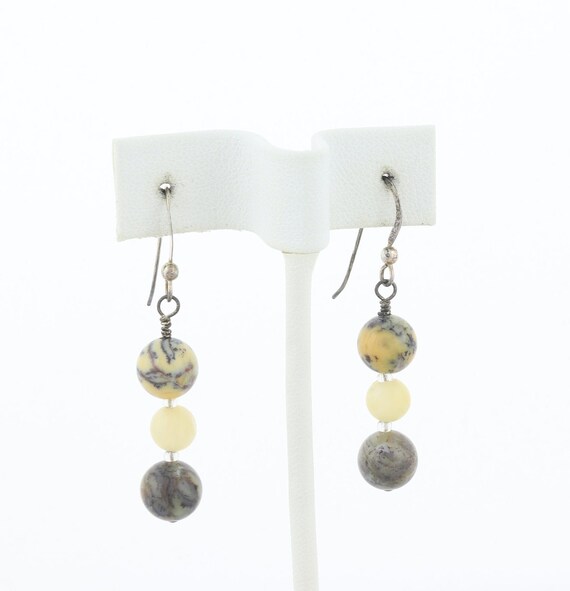 Sterling Silver Agate Earrings Dangle Drop Earrin… - image 1