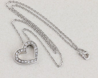 Sterling Silver CZ Heart Necklace