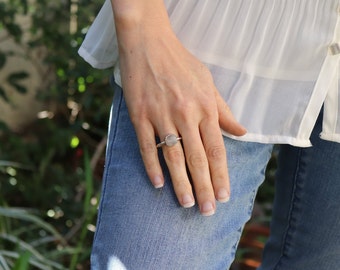 Sterling Silver Natural Quartz Crystal Ring size 8