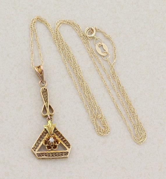 10k Yellow Gold Diamond Necklace Antique Victoria… - image 6