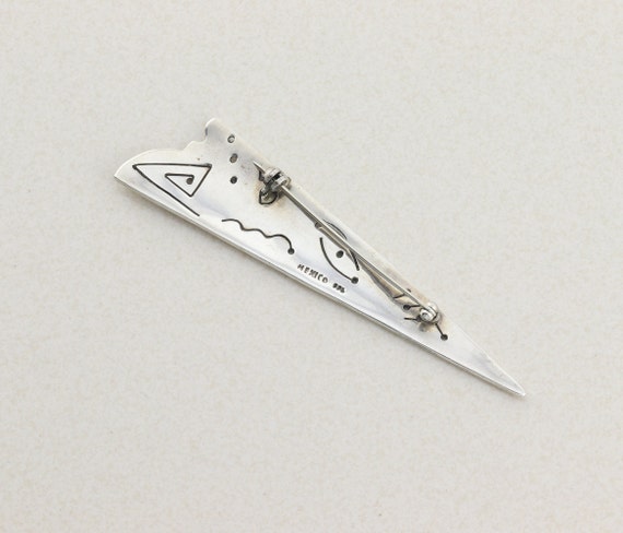 Sterling Silver Modernist Abstract Long Triangle … - image 5