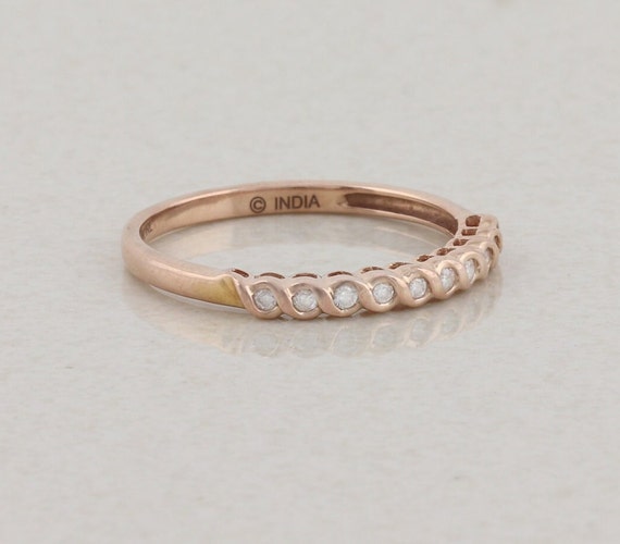 10k Rose Gold Diamond Band Ring Stackable Band Si… - image 3