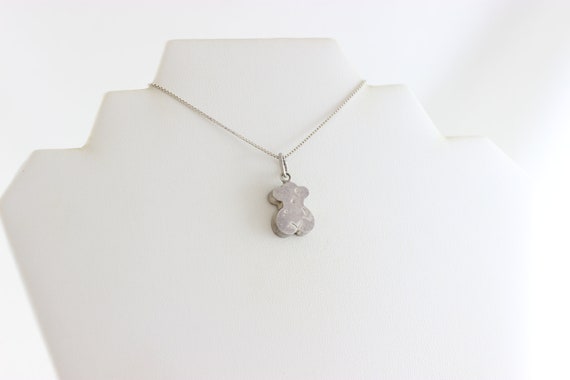 Sterling Silver Bear Necklace 18 inch box chain - image 2
