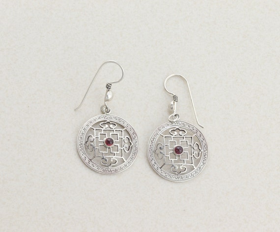 Sterling Silver Garnet Earrings Dangle Drop Earrin