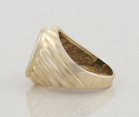 Men's 14k Yellow Gold Natural Bloodstone Ring Siz… - image 6