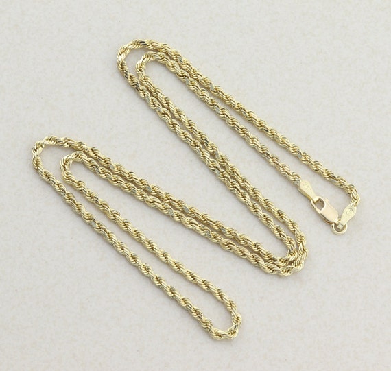 Mens 10K Yellow Gold Hollow Rope Chain Necklace 2… - image 7