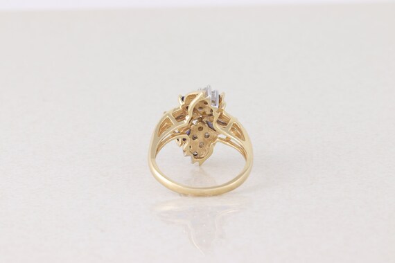 14k Yellow Gold Blue Sapphire Diamond Ring Size 7 - image 8