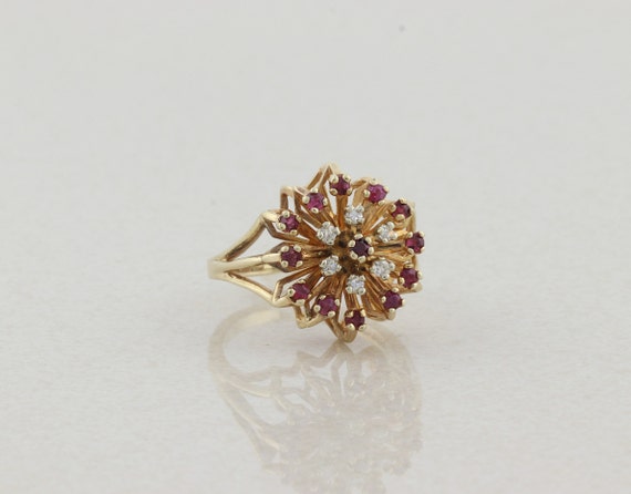 10k Yellow Gold Natural Ruby and Diamond Ring Ban… - image 5