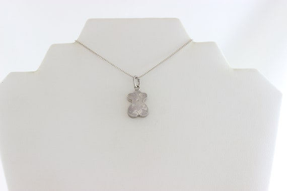 Sterling Silver Bear Necklace 18 inch box chain - image 3
