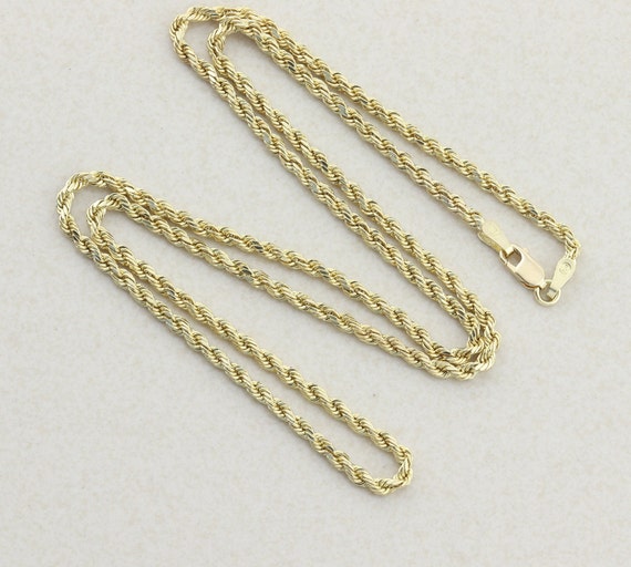 Mens 10K Yellow Gold Hollow Rope Chain Necklace 2… - image 1
