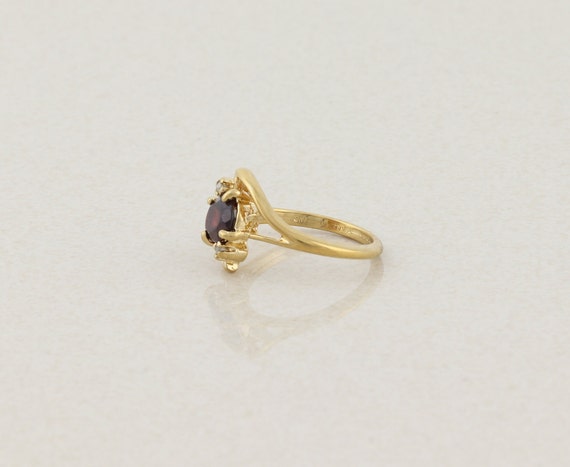 10k Yellow Gold Natural Garnet & Diamond Ring Siz… - image 6
