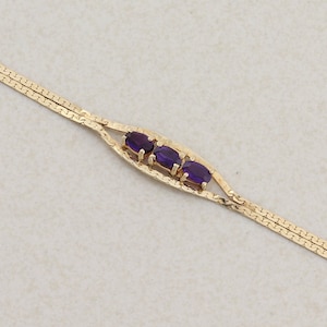 14k Yellow Gold Natural Purple Amethyst Bracelet 6 3/4" inch long