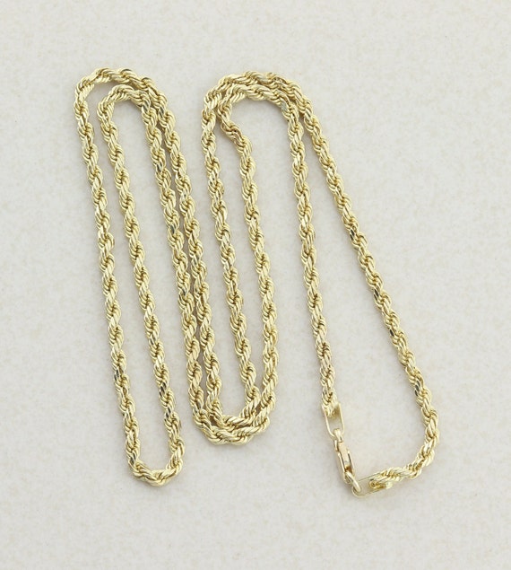 10K Yellow Gold Hollow Rope Chain Necklace 20 inch