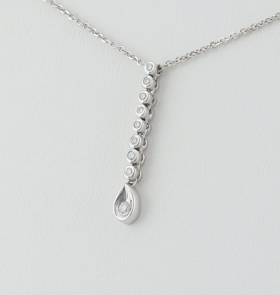 14k White Gold .22 Carat Diamond Lariat Necklace … - image 5