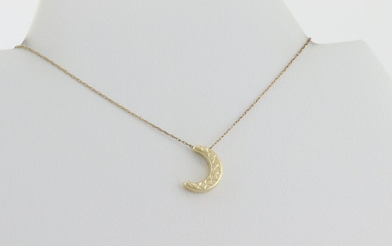 10K Yellow Gold Crescent Moon Necklace 16" 18" 20… - image 6