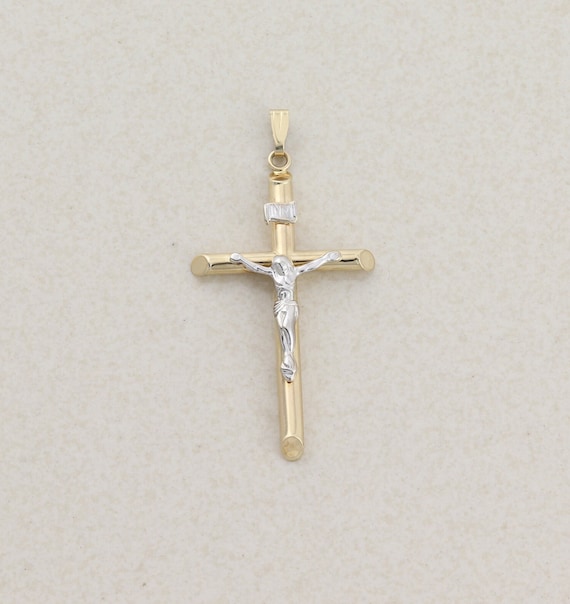 Pendant Only 10k Yellow Gold & White Gold Cross Je