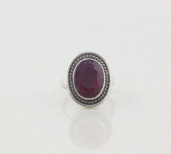 Sterling Silver Ruby Ring  Size 5 3/4 - image 1