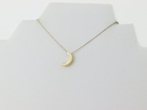 10K Yellow Gold Crescent Moon Necklace 16" 18" 20… - image 4