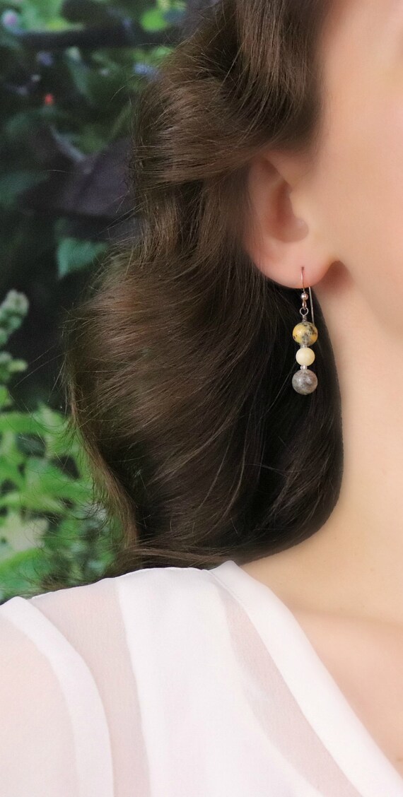 Sterling Silver Agate Earrings Dangle Drop Earrin… - image 3