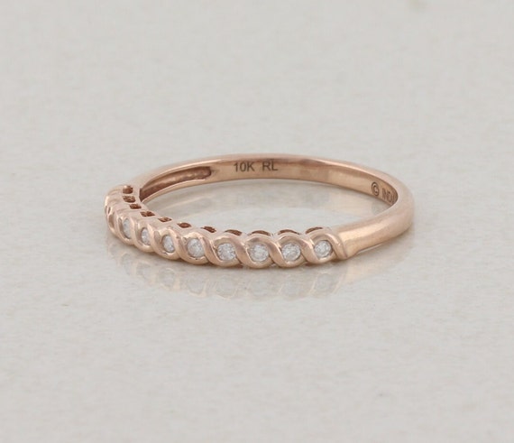 10k Rose Gold Diamond Band Ring Stackable Band Si… - image 5