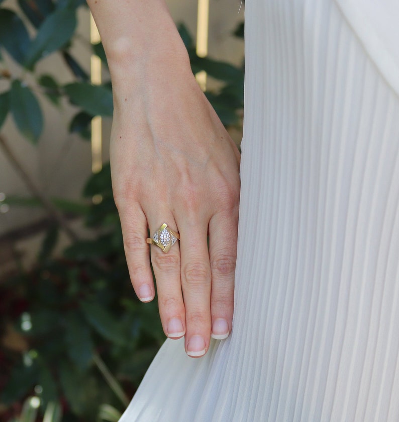 Diamond Cluster Ring 10k Yellow Gold Size 7 14