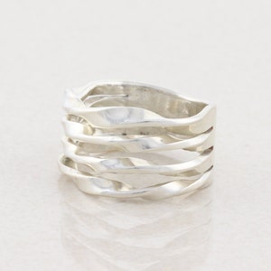 Sterling Silver Band Ring Size 7 Multi Stacked Band