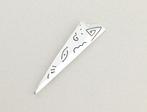 Sterling Silver Modernist Abstract Long Triangle … - image 4