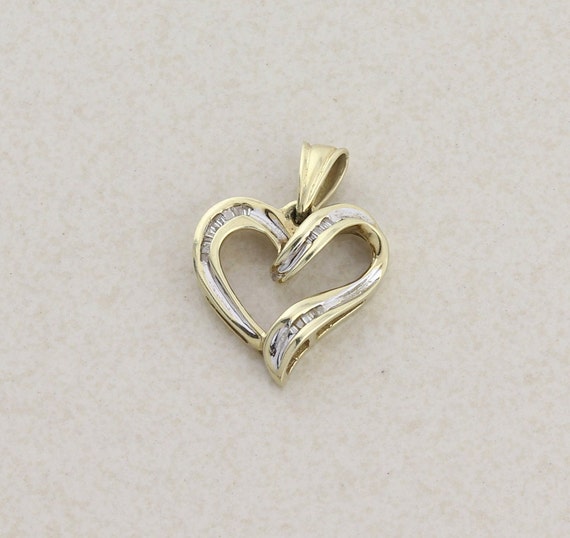 Pendant Only 10k Yellow Gold Diamond Heart Pendant - image 1