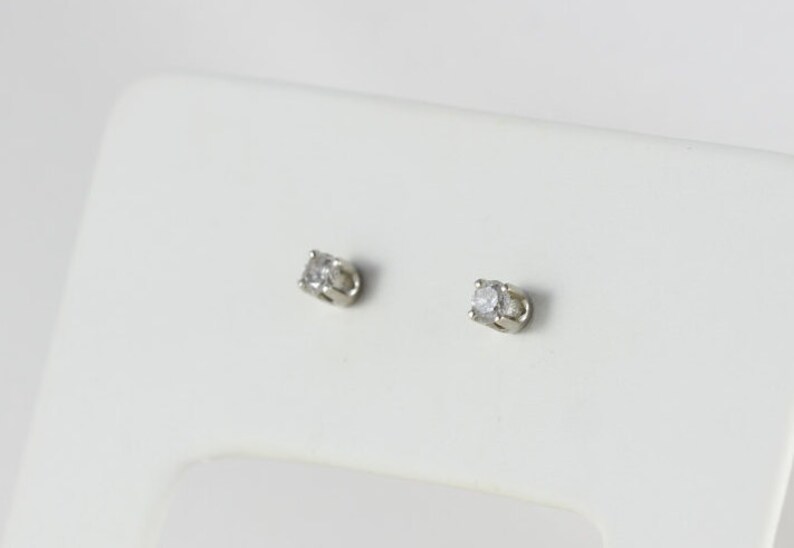14k White Gold Diamond Stud Earrings 1 4 Carat Total Weight Etsy