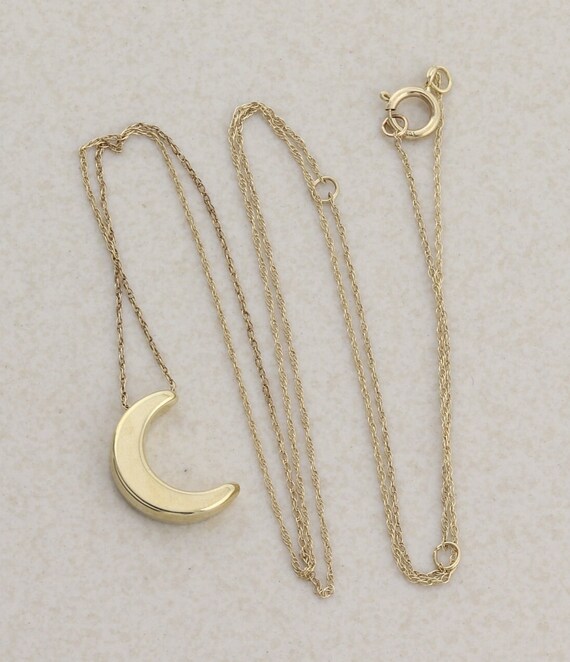 10K Yellow Gold Crescent Moon Necklace 16" 18" 20… - image 8