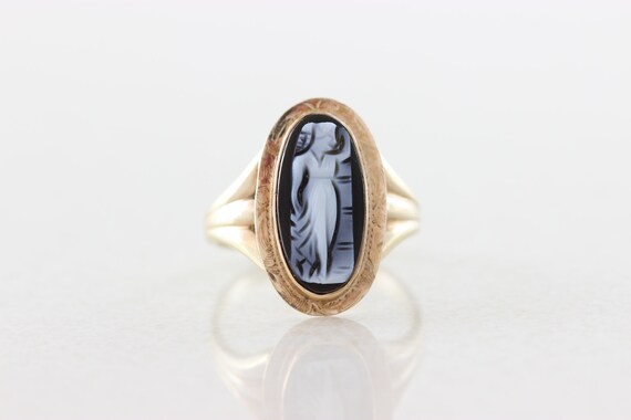 10k Yellow Gold Black Cameo Ring Antique Ring Vict