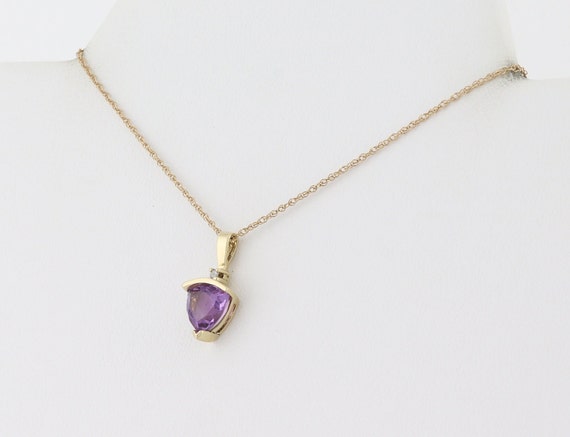 10k Yellow Gold Natural Amethyst and Diamond Neck… - image 7