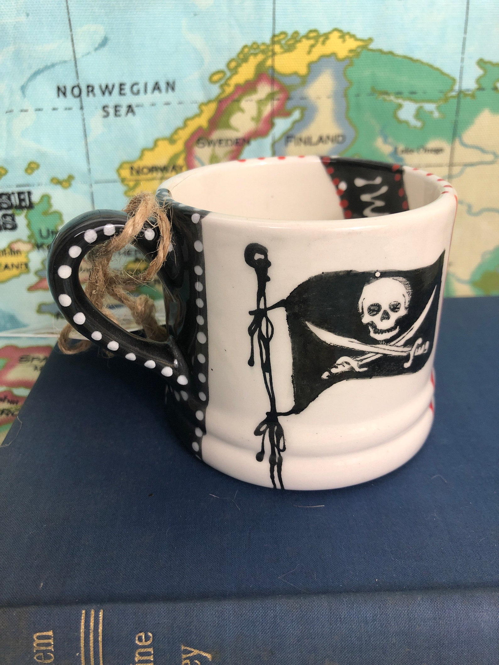 Pirate Mug, Hand Painted Ceramic, Etsy