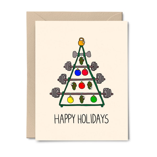 Barbell Christmas Tree | Merry Fitmas | Crossfit Christmas Gift | Fitness Christmas Card