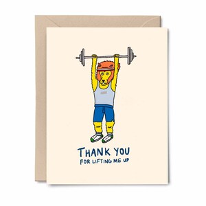 Carte de remerciement mignonne | Merci Lion | Haltérophilie | Carte de remerciement mignonne | Cadeau pour Crossfit | Cadeau CrossFit | Carte Lion