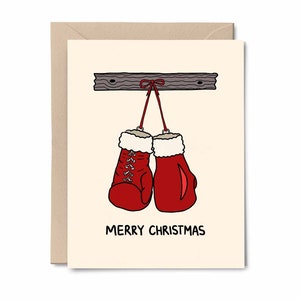 Guantes de boxeo de Papá Noel / Regalo de Navidad de entrenador personal / Regalo de Navidad de crossfit / Tarjeta de Navidad de fitness / Tarjeta de Navidad con pesas rusas