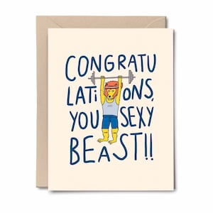 Carte de félicitations | Carte mignonne de lion | Cadeau CrossFit | Cadeau de compétition Crossfit | Cadeau de défi d'entraînement | Carte de félicitations
