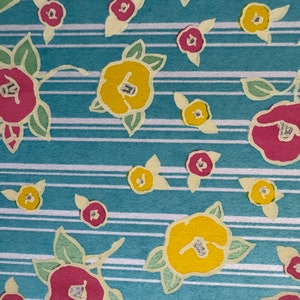 Origami paper, Chiyogami paper, Yuzen paper, Washi paper. Flowers on blue pattern. Scrapbooking, bookbinding, jewelry making.