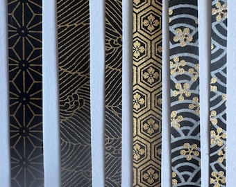 Unique authentic gold foil washi tape strips.  Made with handmade chyogami paper. Great for scrapbooking or gift wrapping.  1/4" or 1/2"