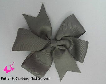 Gray pinwheel hair bow clip