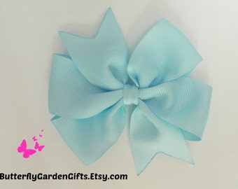 Sky blue pinwheel hair bow clip